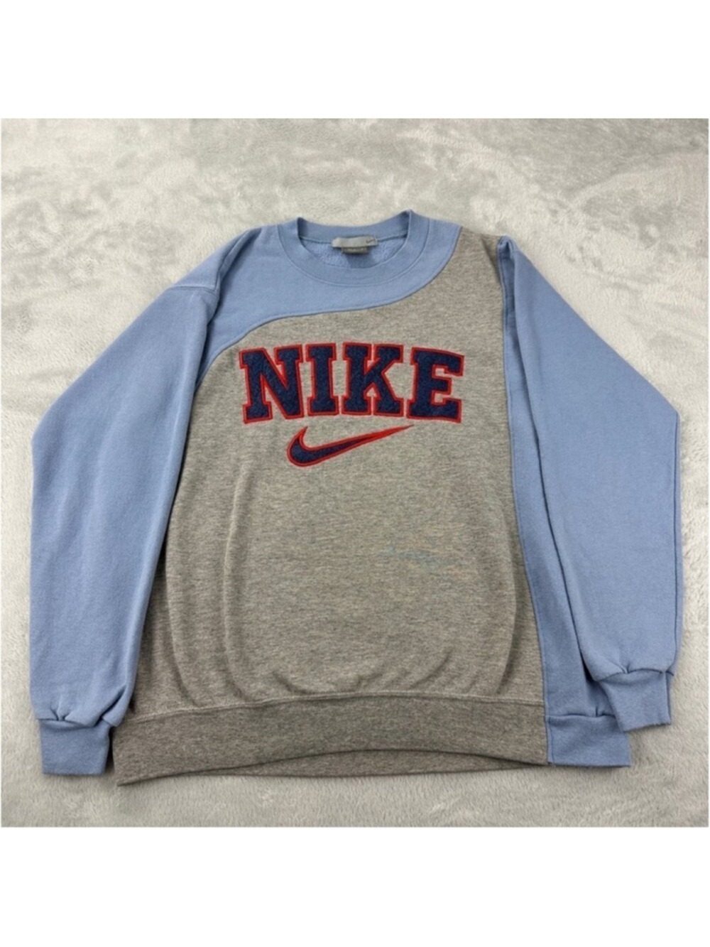 Nike Men's Medium Blue Grey Sweatshirt Crewneck Fleece Lined - Picture 7 of 13